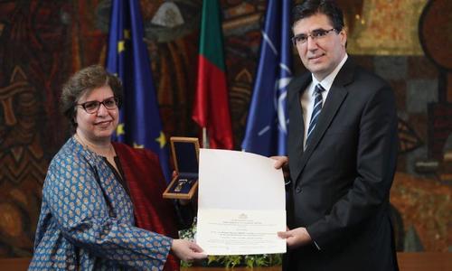 Deputy Minister Tihomir Stoychev presented the Ambassador of Pakistan in Bulgaria Ms Mariam Madiha Aftab with the Golden Laurel Branch 