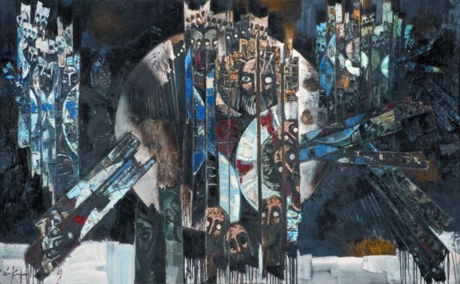 The  Painting "Requime for  Samuel's Warriors" (1973) by the Artist Dimiter Kirov, MFA Owned -  Presented in a Huge Exhibition at the National Museum of Bulgarian Art: "THE AGE OF KING SAMUEL AS TREATED BY BULGARIAN ARTIST"