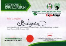 Bulgarian cultural and historical heritage presented during the XIV International Arts and Crafts Expo Abuja 2021