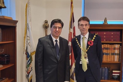 Ambassador Tihomir Stoytchev met with the Right Worshipful Lord Mayor of Westminster Robert Rigby at the Westminster City Hall