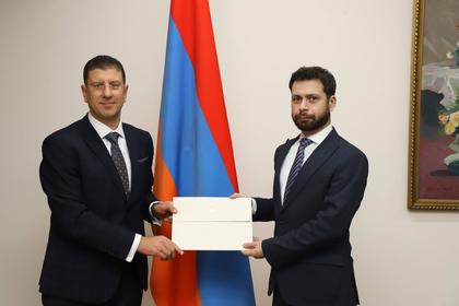 Presentation of copies of letters of credence to the Deputy Minister of Foreign Affairs of the Republic of Armenia, Vahan Kostanyan