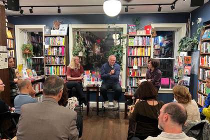 Meeting with Bulgarian writer Georgi Gospodinov and his English translator, Angela Rodel, in Washington, D.C.