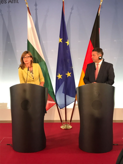 Deputy Prime Minister Ekaterina Zaharieva conferred in Berlin with her German counterpart Sigmar Gabriel