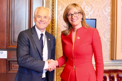 Deputy Prime Minister Zaharieva talks with Peter Navarro, special envoy of President Trump and Director of the Office of Trade and Industry
