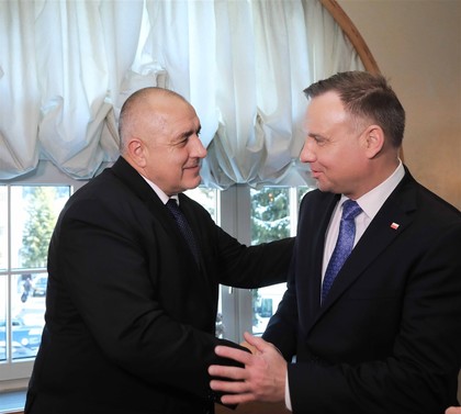 Prime Minister Boyko Borissov talks with Polish President Andrzej Duda in Davos