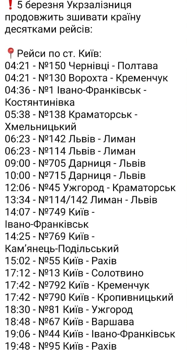 Разписание на влаковете за 05.03.2022 г.