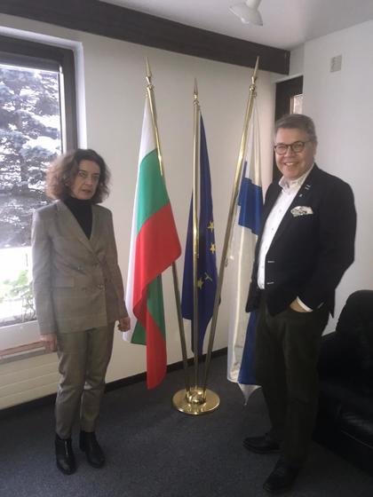 Meeting of the Bulgarian Ambassador to Finland Nina Simova with the Chairman of the Federation of Finland - Israel Associations and Vice-Chair of the Finnish Holocaust Remembrance Association Risto Huvila